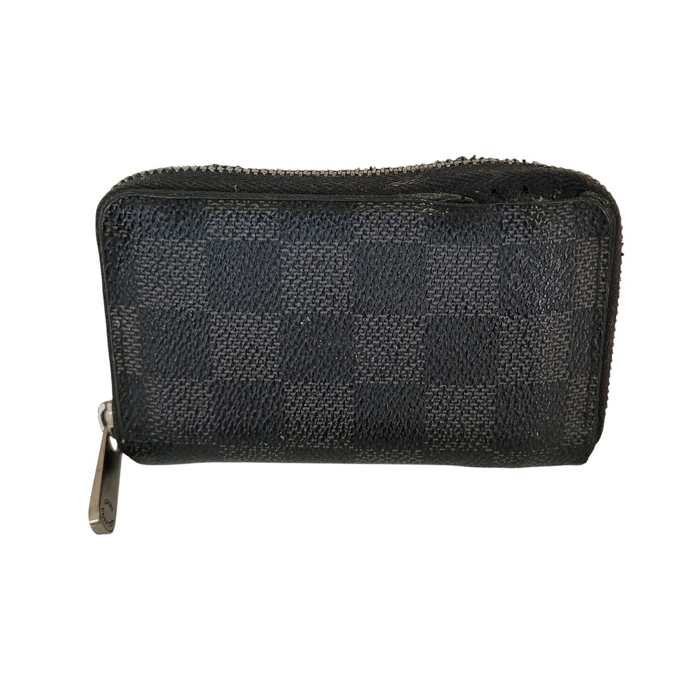 Louis Vuitton Damier Graphite Zippy Coin Purse Wallet Black Grey N63076